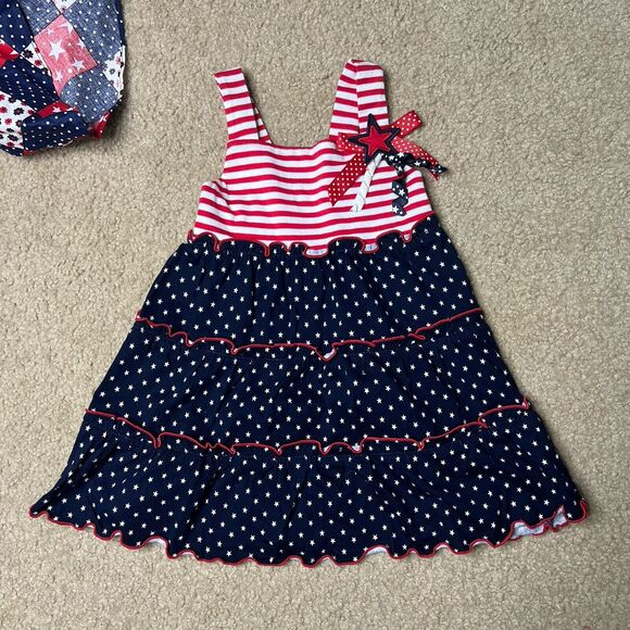 Girls 2T Patriotic Dress Stars And Stripes Sleeveless Summer Red White Blue - Picture 2 of 5